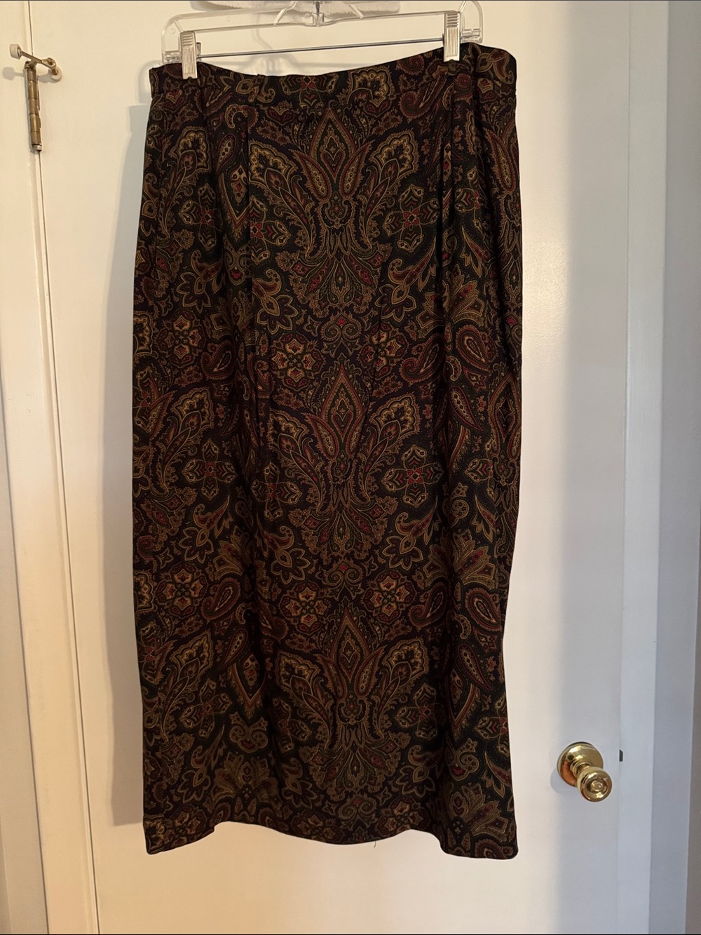 Talbots Classic Paisley Midi Skirt in Black and Brown size 18